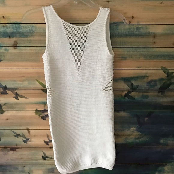 Bebe White Dress with Mesh V Front and Cut out Sides  size M/L - Picture 4 of 7